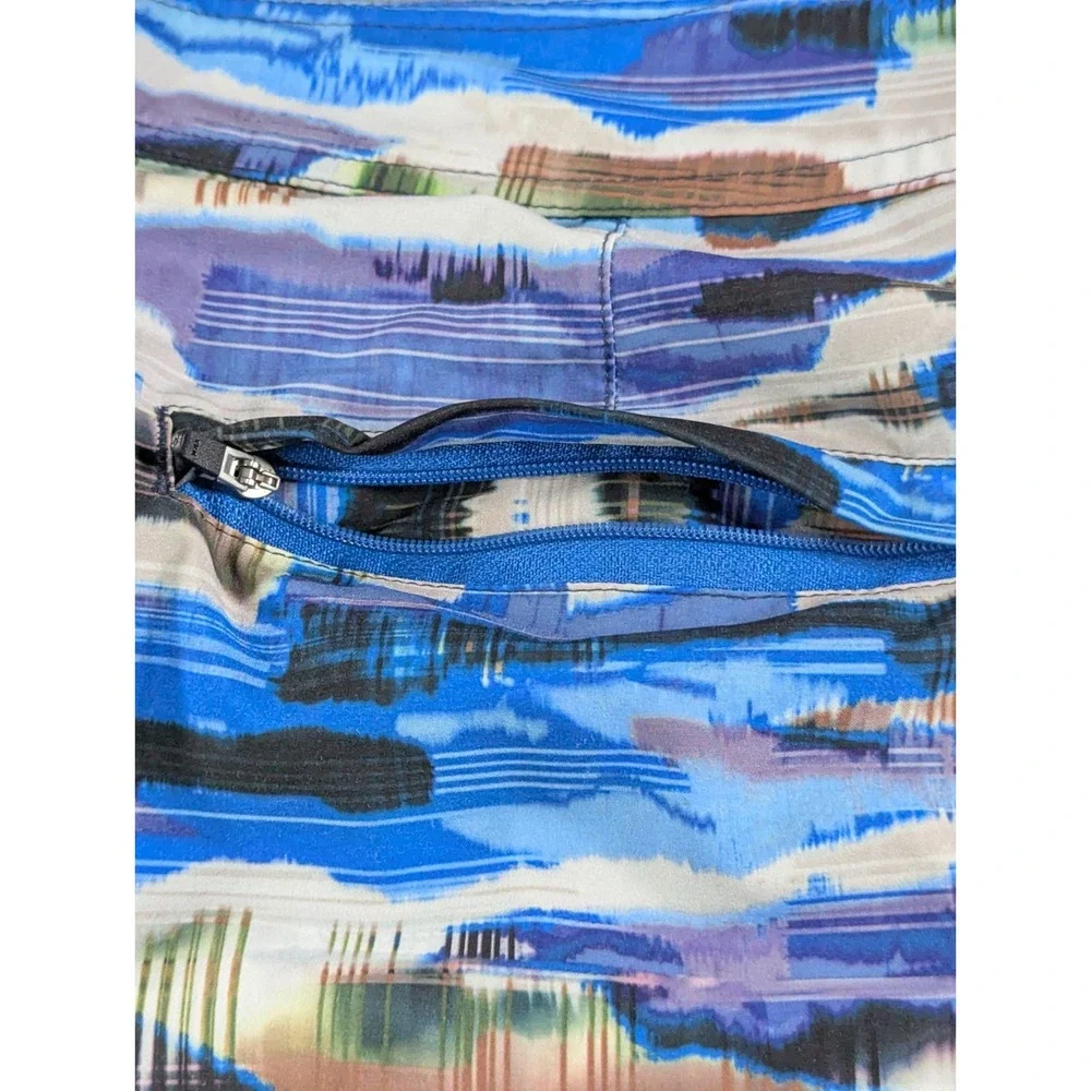 prAna Mens High Seas Board Shorts Size 34‎ Blue Abstract Geometric Swim Trunks